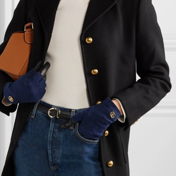 Gucci GG Suede and Leather Gloves in Viola NEW IN BOX w tags - Picture 9 of 10